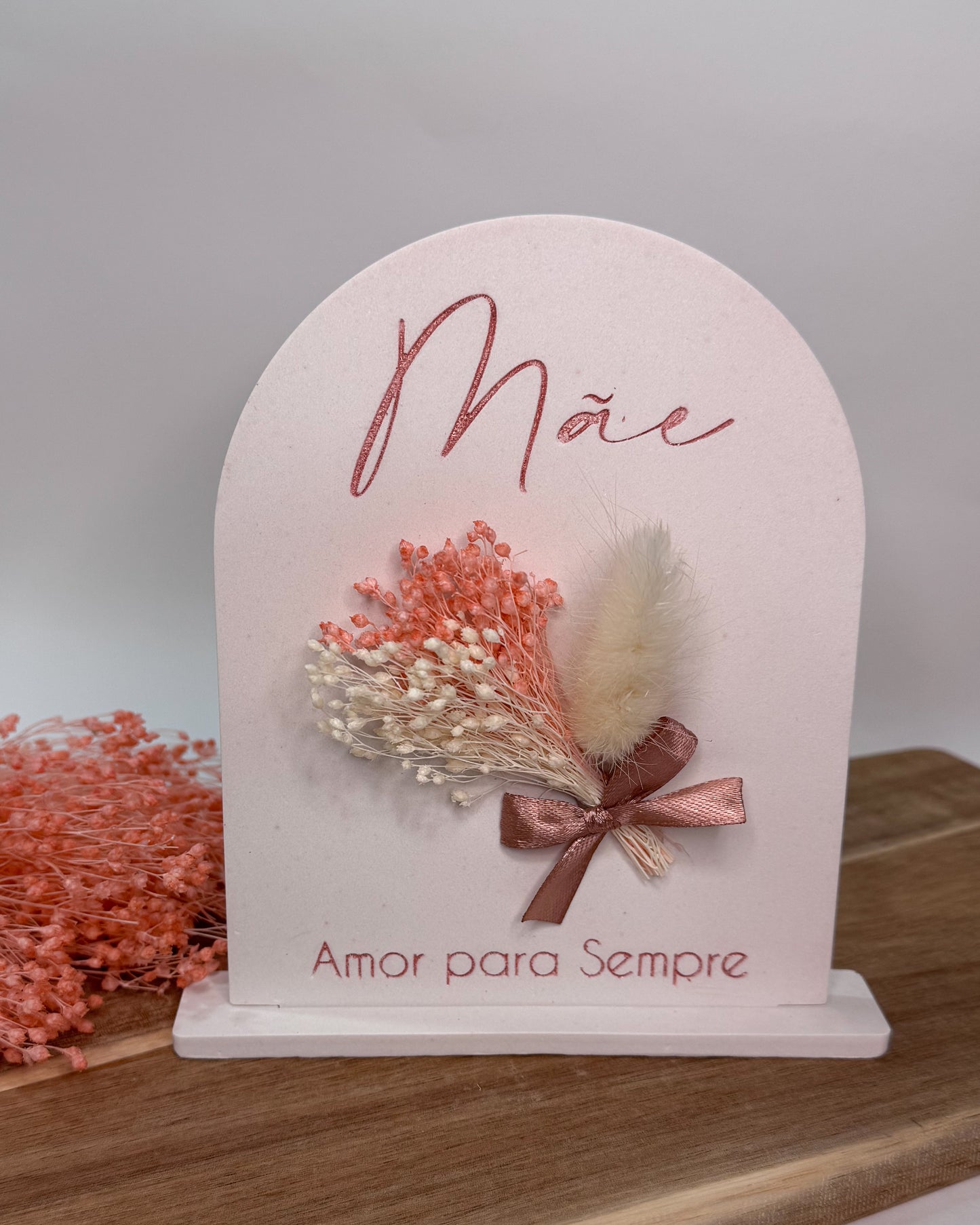 PLACA COM BASE "MÃE, AMOR PARA SEMPRE" - GESSO PERFUMADO