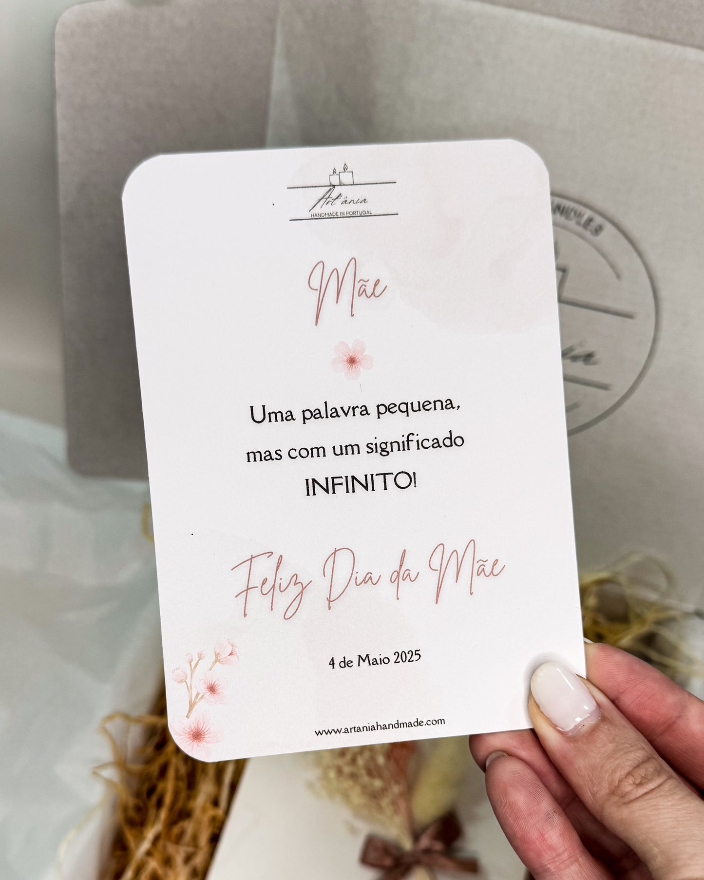 PLACA COM BASE "MÃE, AMOR PARA SEMPRE" - GESSO PERFUMADO