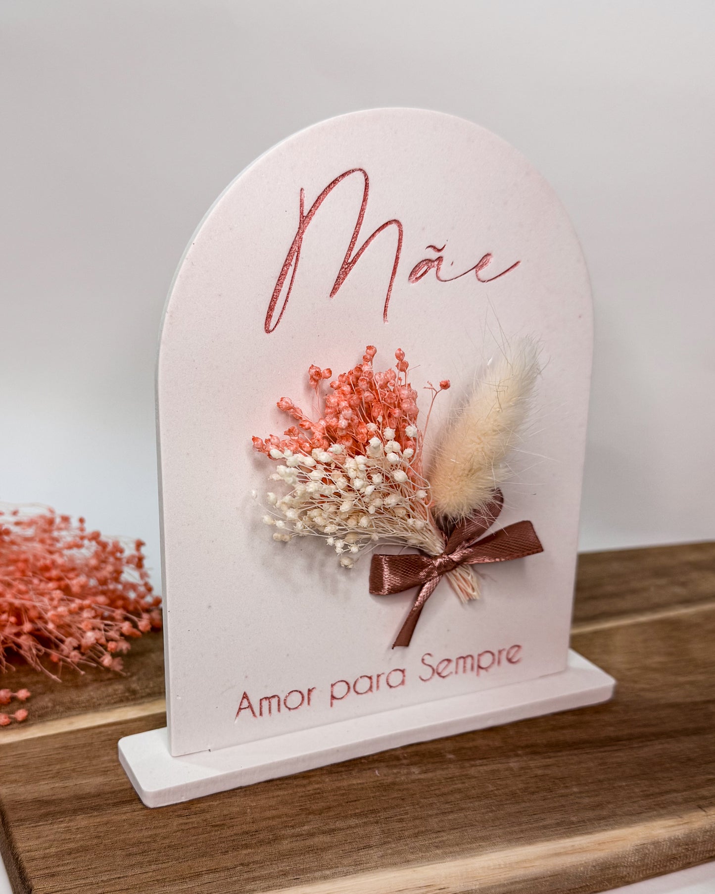 PLACA COM BASE "MÃE, AMOR PARA SEMPRE" - GESSO PERFUMADO