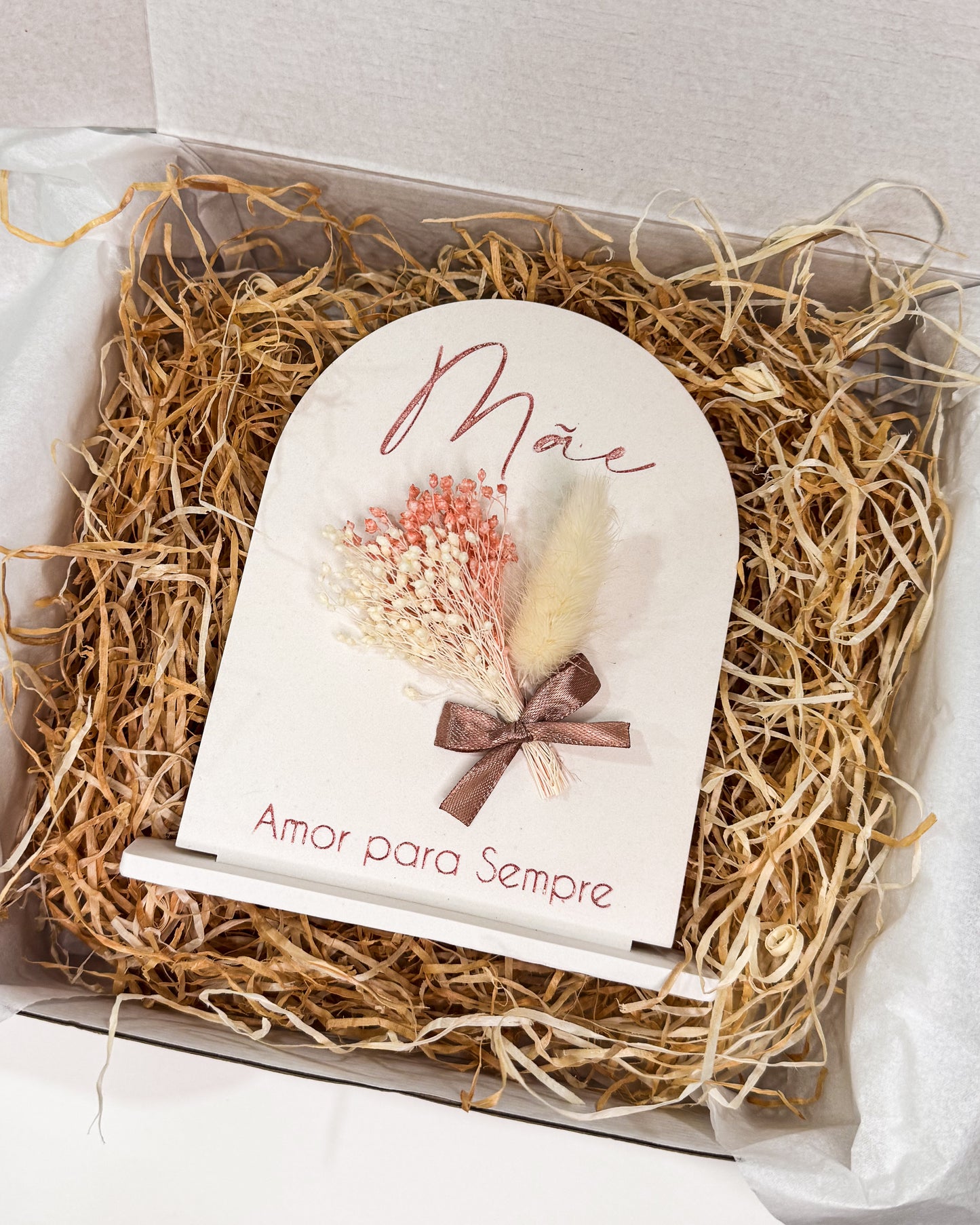 PLACA COM BASE "MÃE, AMOR PARA SEMPRE" - GESSO PERFUMADO