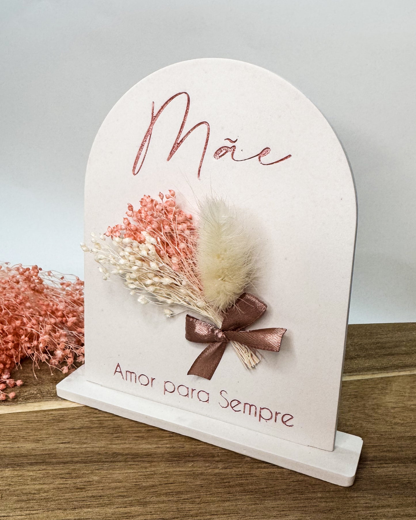 PLACA COM BASE "MÃE, AMOR PARA SEMPRE" - GESSO PERFUMADO